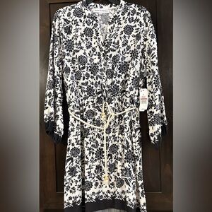 Emma & Michele Floral Tie Waist Dress Sz L NWT